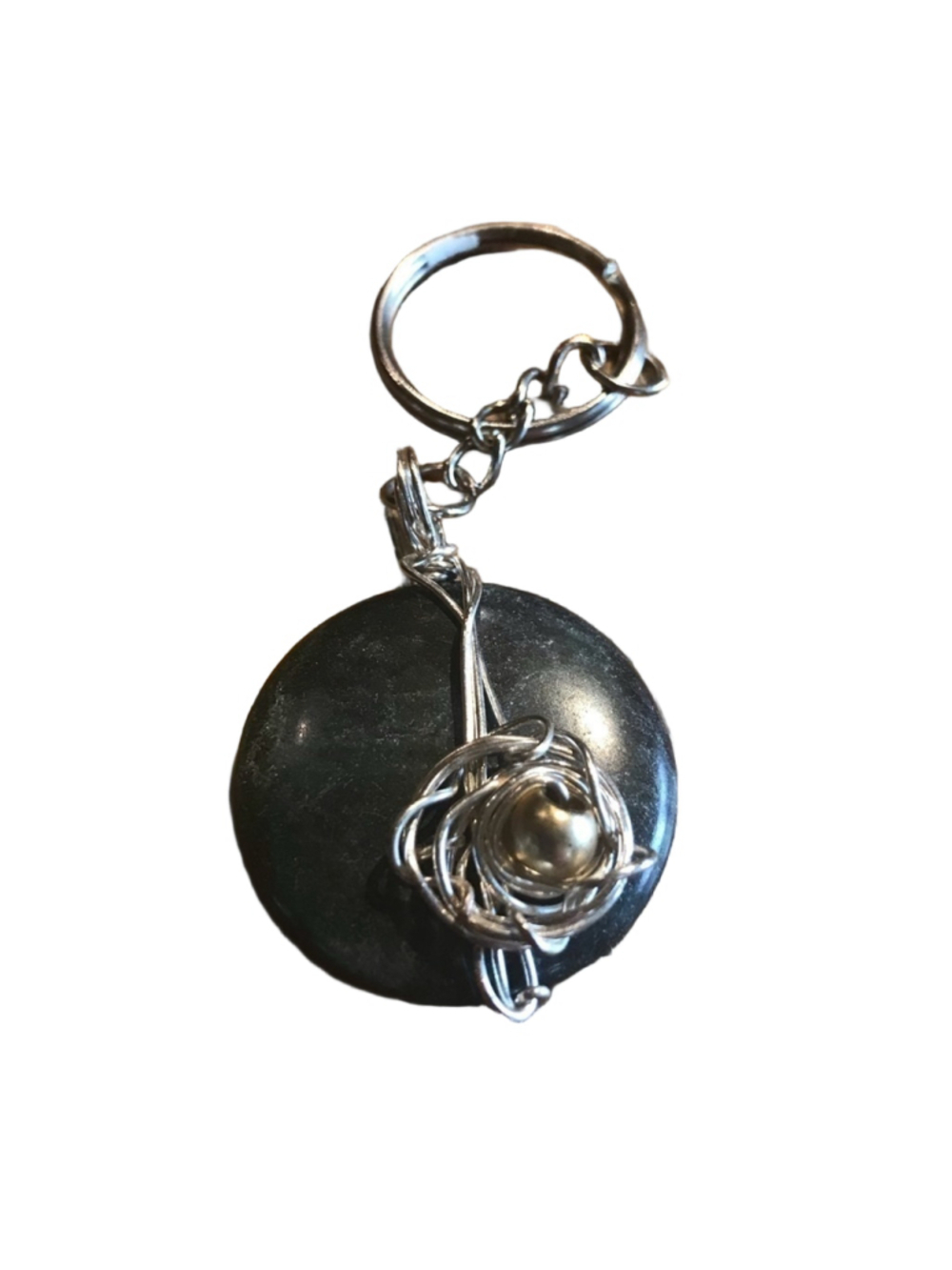 Handcrafted wire wrapped faux stone keychain